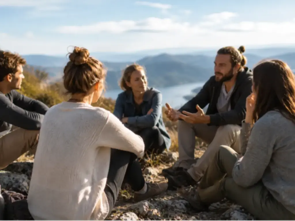 Eine Gruppe von jungen Menschen im Austausch